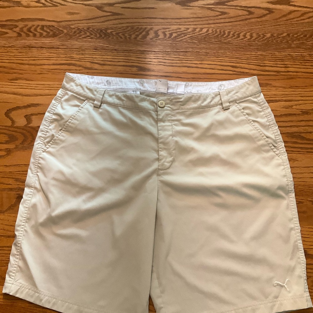 Puma Tan Flat Front Shorts Lightweight Casual Wear